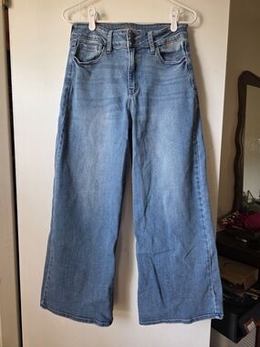 Wide Leg High-Rise Women's Jeans - Light Blue